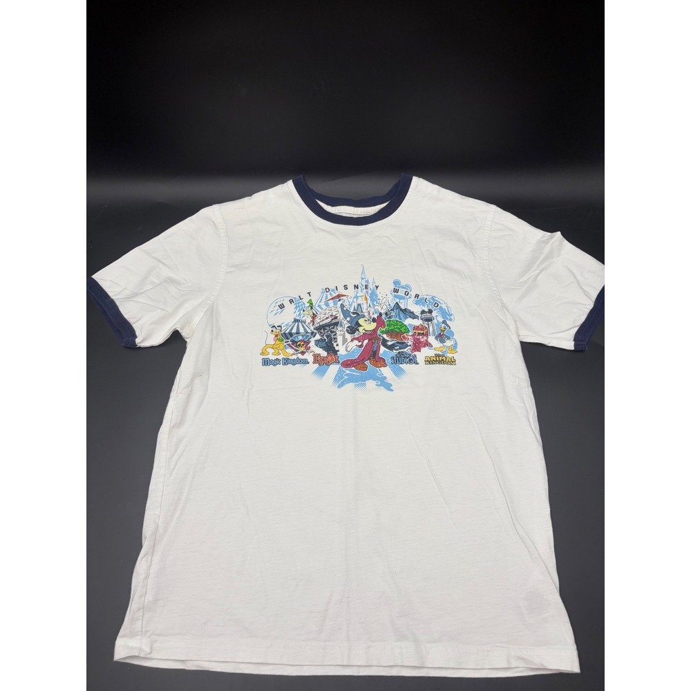 Disney Parks Mens Ringer Tee Walt Disney World Four Parks Graphic White XL